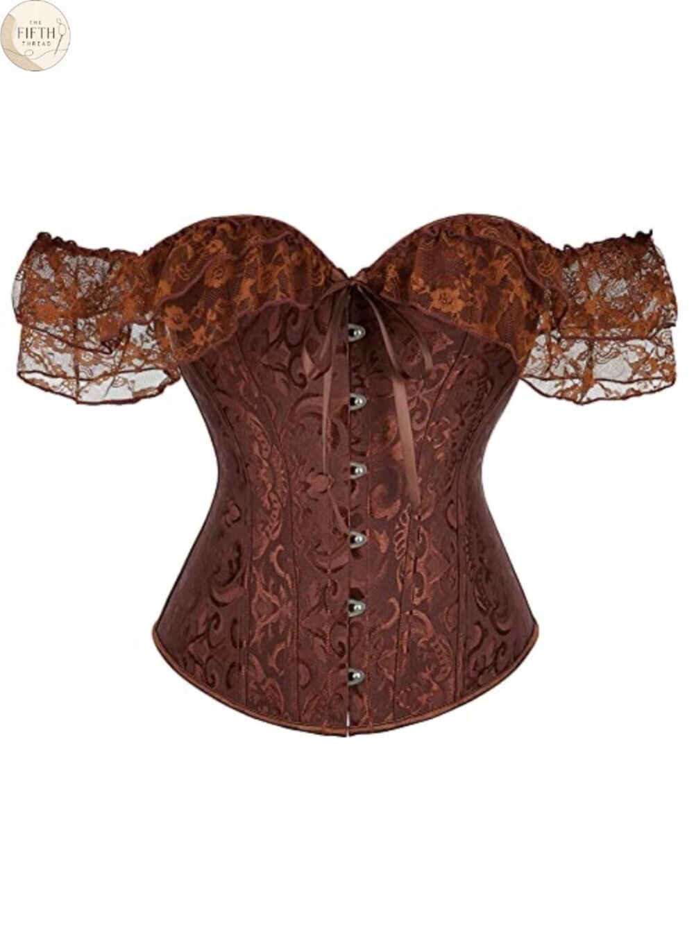 Renaissance Overbust Corset Top Lace Up Bustier with Sleeves
